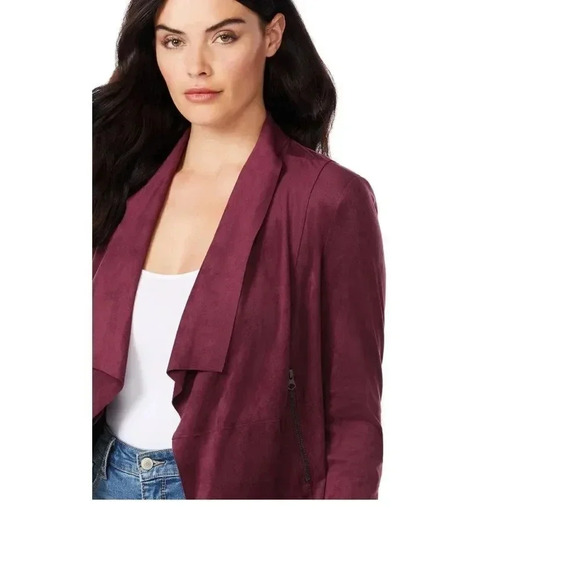 SOPHIA JEANS BY SOPHIA VERGERÀ FAUX SUEDE MOTO JACKET IN FIG SIZE LARGE - Picture 2 of 16